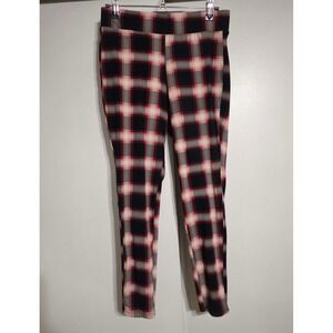 Torrid Plaid Leggings Pants Black Red Cream Stretchy Size 00 (M/L) EUC